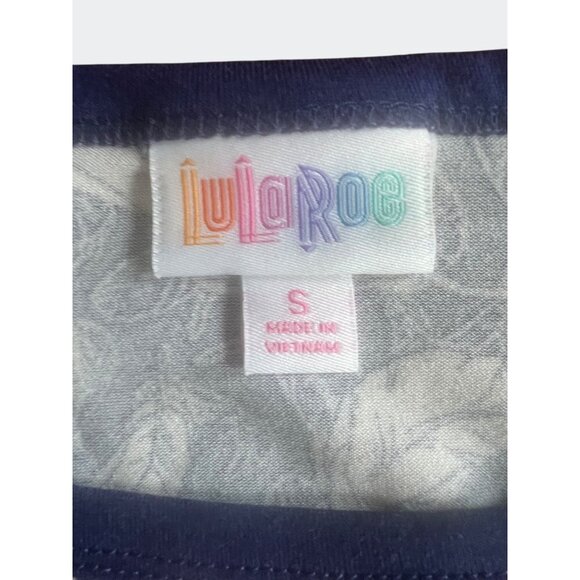 Lularoe Carly Striped Navy & Pink Feather Print High-Low Dress Small - Picture 12 of 14